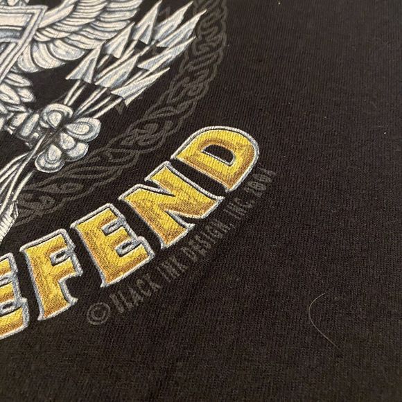 Vtg. U.S. ARMY T-Shirt custom Size S/M This We'll Defend 2004 Black Ink Design - Picture 2 of 10